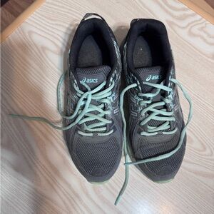 ASICS Women's Black and Mint Athletic Shoes